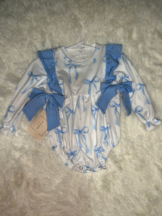 Blue Bow Onsie
